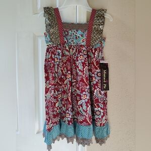 Mustard Pie Boho Girls Tangerine Dress in Burgundy 7 NWT